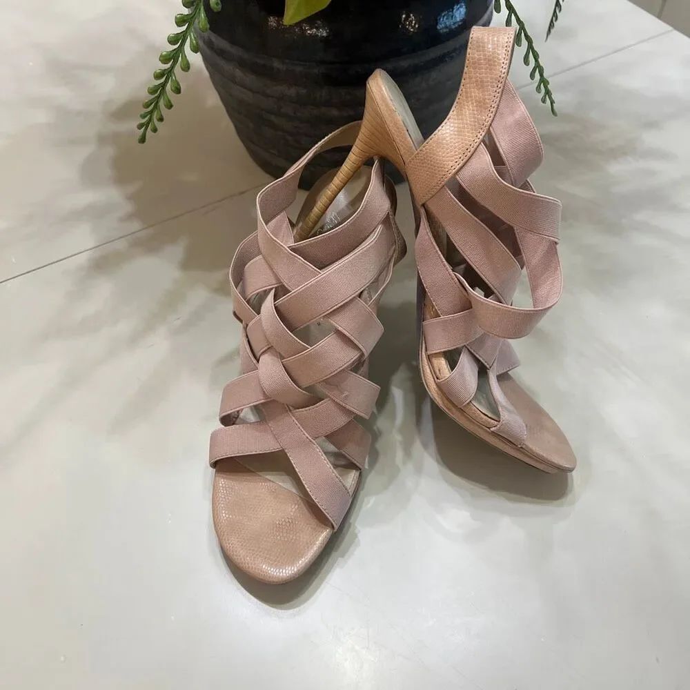 DonaldāJ. Pliner Women's Maddie Elastic Crisscross Strappy Heels Pink Size 7.5M